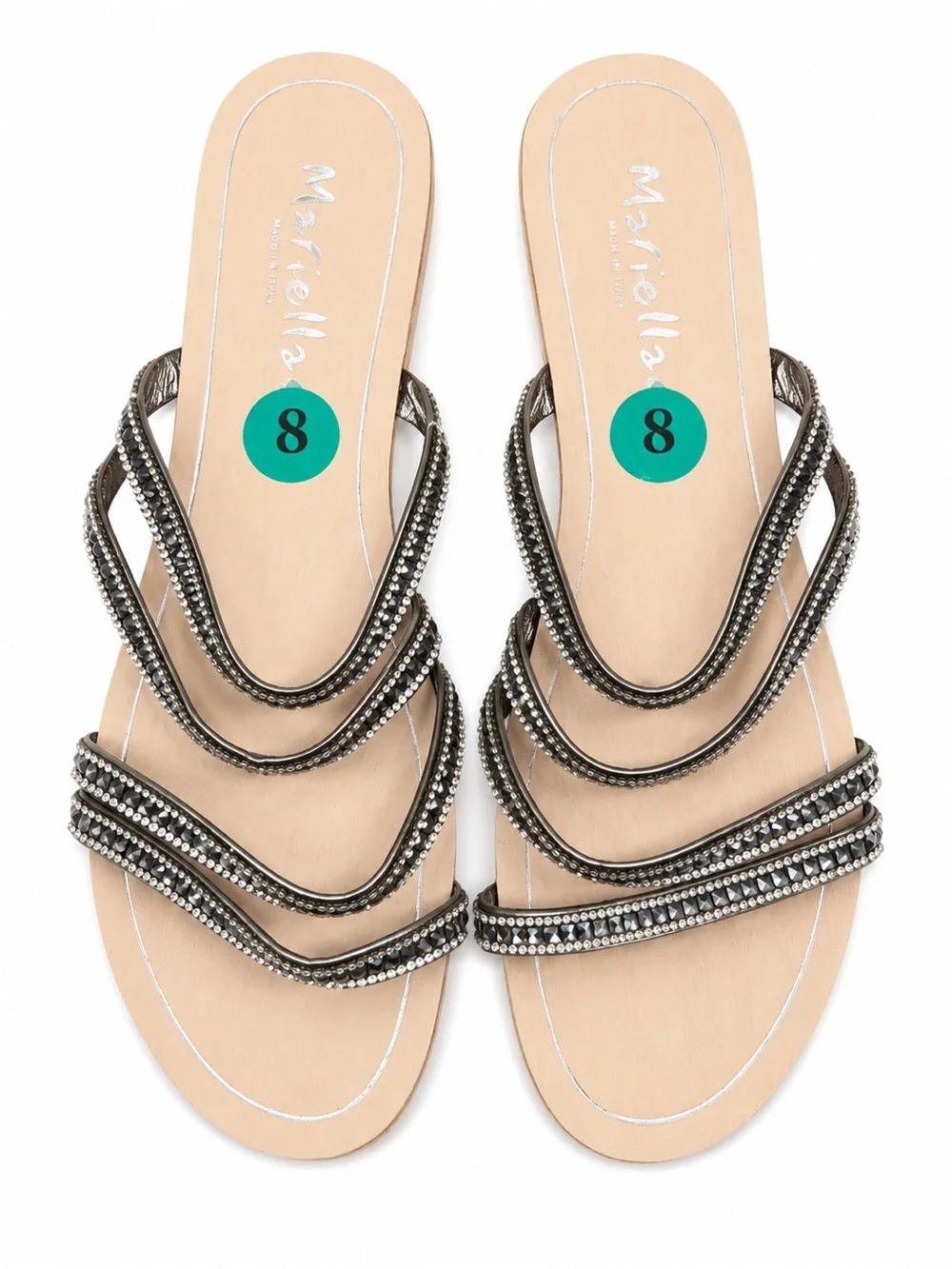 Mariella Made in Italy Women’s Rhinestone Embellished Strappy Sandals. Size: 8